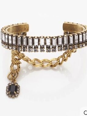 Dylanlex Gold Crystal Cuff Bracelet with Black Stone Charm - NWT